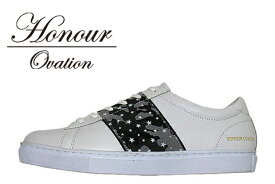 Honour Ovation(アナーオベーション) レザーデザインスニーカー【メンズ】【White/白】【Gray/Camouflage/Star】【4040】【2018春夏新作】【雑誌OCEANS・WOOFIN' 掲載ブランド】【ローカット】【デニム】【星】【カモ柄】【グレー】【シューズ/ブーツ】