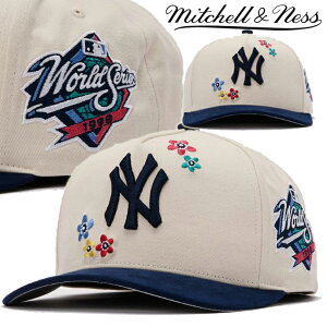 񂹁yMitchell & Ness New York Yankees Flower Pro Pinch Snapback Hat zY ~b`FlX NY j[[N@L[X zCg