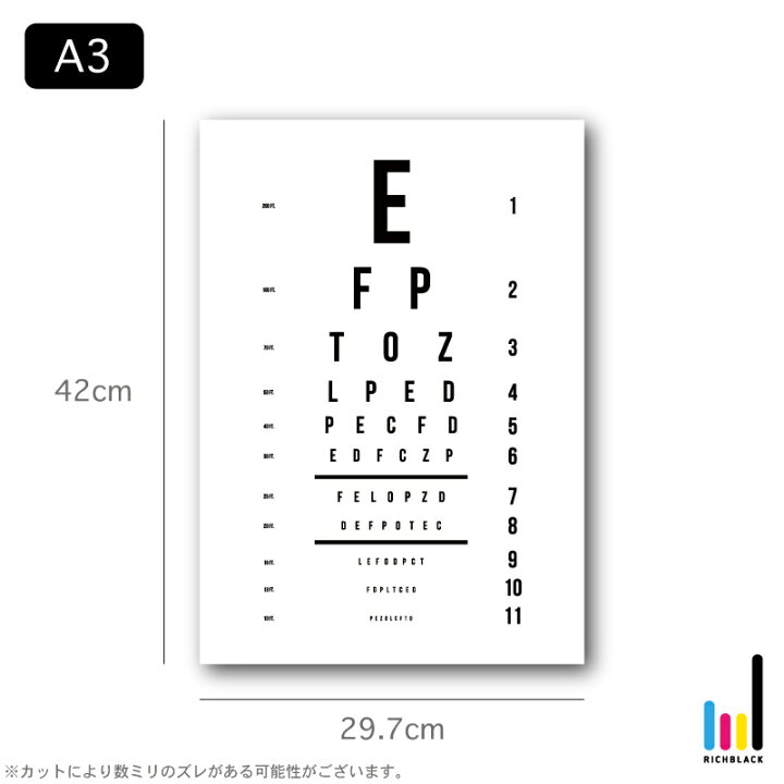 楽天市場 Vision Test タイポグラフィー アート プリント ポスター A3 視力 視力検査 シンプル モノクロ モノトーン 白黒 フレーム ミニマル デザイナーズ インテリア インテリアアート新生活 おしゃれ モダン 北欧 男前インテリア Richblack 01