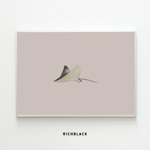 エイ 水彩風 ポスター A4 全3色 水彩画風 マンタ 魚 子供部屋 北欧 北欧風 韓国 インテリア 抽象画 イラスト 玄関 ウェルカム アートポスター シンプル モダン モノクロ ベージュ グレー アー