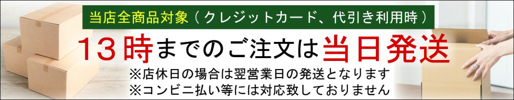 全商品当日発送に対応