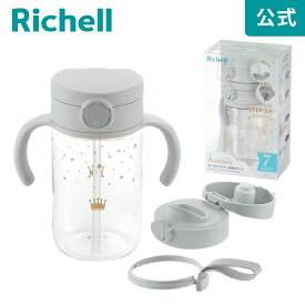 【全品MAX20%OFFクーポン 20日20:00〜】【公式直営/送料無料】アスター おでかけストロー直飲みセット7カ月頃〜 320ml リッチェル ベビー マグ 赤ちゃん 7ヶ月 持ち運び お出かけ 軽量 割れにくい 透明 水筒 持ち手付 出産準備 熱中症対策 水分補給 フタ付き