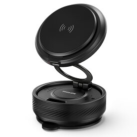 【4時間限定・P10倍】Philips (フィリップス) 車載スマホホルダー QIワイヤレス充電 ナノゲル吸盤 15W急速充電 マグネット超強力吸着 magsafeホルダー 180°調節 360°回転 吸盤ロックダイヤル 携帯ホルダー 折りたたみ式 片手操作 車用ホルダー ほとんどのスマホ対応