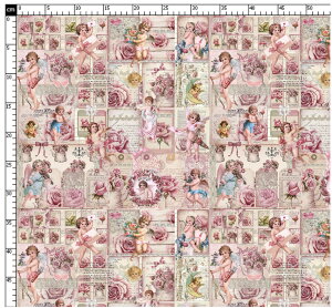 天使柄 キューピット ハート 薔薇 天使 エンジェル 手芸 生地 輸入生地 布 布地 コットン 綿 ハンドメイド