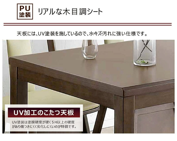 楽天市場】ダイニングこたつテーブル 4人用 120cm 120×80 白 長方形 