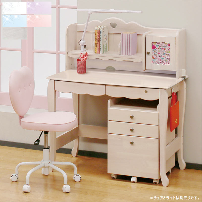 柔らかな質感の 学習机と椅子のセット売り 白 ホワイト プリンセス