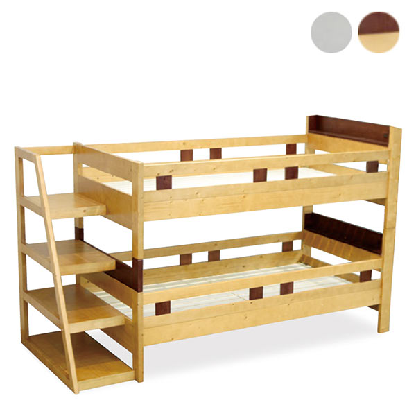 二段ベッド 子供 階段 分離 2段ベッド 分割 シングルベッド すのこベッド セパレート式 パイン材 ホワイト ナチュラル色 北欧風 シングル モダン