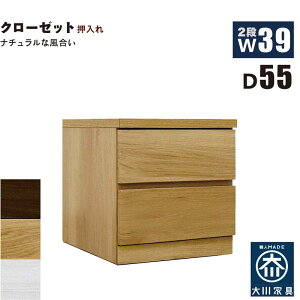 押入れ収納 タンス チェスト 2段 幅40cm 奥行55cm スリム 薄型 桐材 木製 押し入れ収納 押入収納 引き出し ローチェスト クローゼットタンス クローゼットチェスト 白 ホワイト オーク ウォール