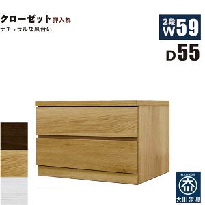 押入れ収納 タンス チェスト 2段 幅60cm 奥行55cm スリム 薄型 桐材 木製 押し入れ収納 押入収納 引き出し ローチェスト クローゼットタンス クローゼットチェスト 白 ホワイト オーク ウォール