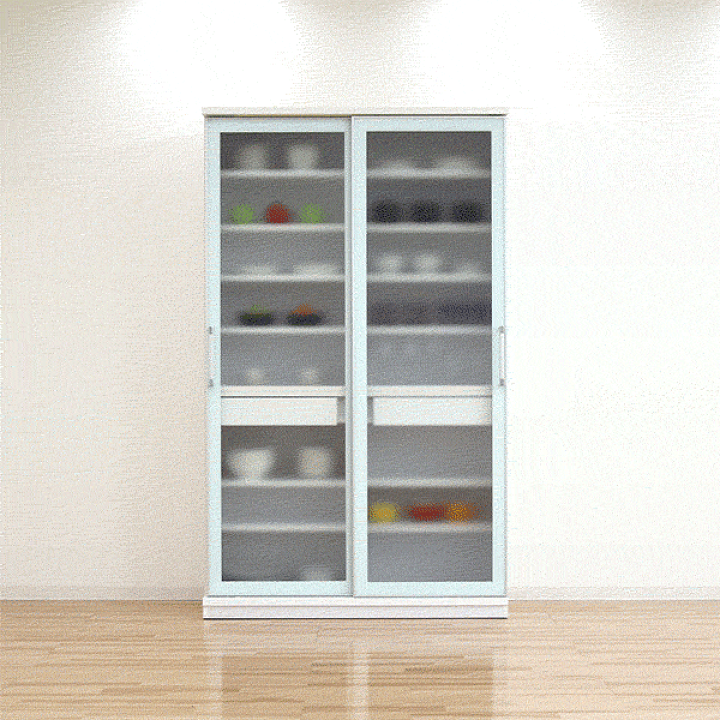 楽天市場】食器棚 引き戸 完成品 幅120cm 高さ200cm ミストガラス