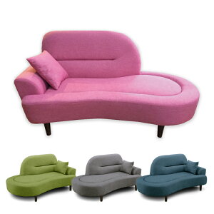 【マラソン期間中 全商品ポイント10倍】ソファー 2人掛け 変形カウチ 丸み 座面 広め ゆったり ファブリック張地 布地 グレー ピンク ネイビー グリーン 座り心地 硬め 2Pソファー リビングソ