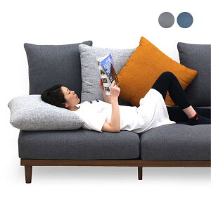 座面 広い ソファ 3人掛け ウッドフレーム ソファ 北欧風 ソファー 天然木 ファブリック張地 布地 ラバーウッド 3人掛けソファー 座面 広め ワイド ウレタン 座り心地 硬め グレー ブルー オ