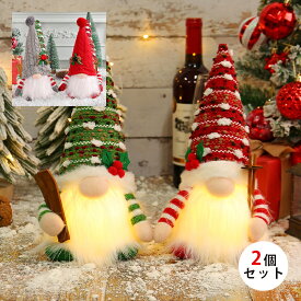 クリスマス 飾り LEDライト 2個セット 森の妖精 北欧 トムテ 人形 フェアリー サンタクロース ハンドメイド クリスマスノーム 飾り置物 インテリア 雑貨 クリスマスフェイスレスドール クリスマスサンタグ ぬいぐるみ 可愛い ディスプレイ ショップ ギフト