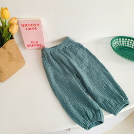 rico collection 子供服 キッズ ロングパンツ 虫よけ 長ズボン 薄手 2重ガーゼ 涼しい 冷感 春夏用 無地 綿混 コットン 女の子 防虫 日除け カジュアル スウェットパンツ 保育服 防蚊 普段着 通園 通学 ルームウェア 男の子 虫刺され防止