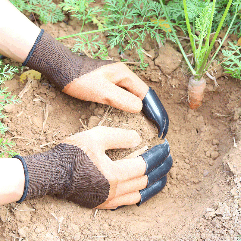 [ノ] 穴掘りグローブ 2ペア 草むしり ガーデニング グローブ 爪付き 園芸用手袋 庭園栽培 八爪 土掘り手袋 草を