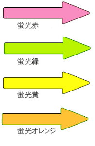 ≪日本緑十字社≫配管識別方向表示ステッカー(蛍光タイプ)10×70×20×25mm(10枚1組)【3組まで追跡可能メール便対応可能】