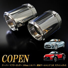 コペン テーパー マフラーカッター 100mm シルバー 鏡面テールエンド 2本 DAIHATSU ダイハツ Copen ［B07S］