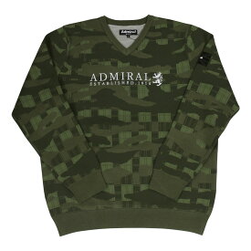 【全品ポイント5倍 4/27 09:59まで】【SALE】アウトレット アドミラル ゴルフ Vネック セーター Admiral GOLF CAMO JACQUARD V-NECK KNIT 長袖 ニット SWEATER カモ柄 裏地付き 全2色 M-LL メンズ 保温 防風