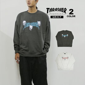 【SALE】アウトレット 【取扱店限定】 スラッシャー トレーナー THRASHER SP NeckFace BIG SILHOUETTE CREW SWEAT クルー スウェット ビッグシルエット オーバーサイズ ゆったり プリント メンズ レディース ユニセックス 裏起毛 スエット ネックフェイス 全2色 M-L 【公式】