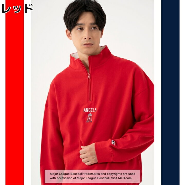 楽天市場】MLB 【MLB別注】ワッペン刺繍プリントハーフジップRight-on  