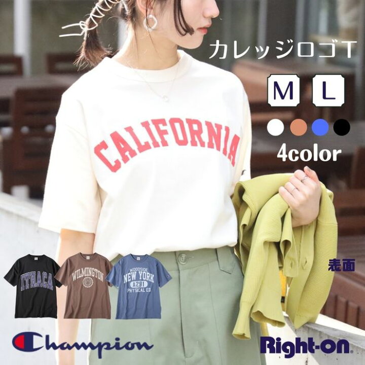 楽天市場 Champion カレッジロゴｔ トップス Tシャツ 半袖 夏 シンプル ゆったり ビックシルエット レディース 体型カバーright On ライトオン Cwsv304r Champion チャンピオン ライトオン楽天市場店