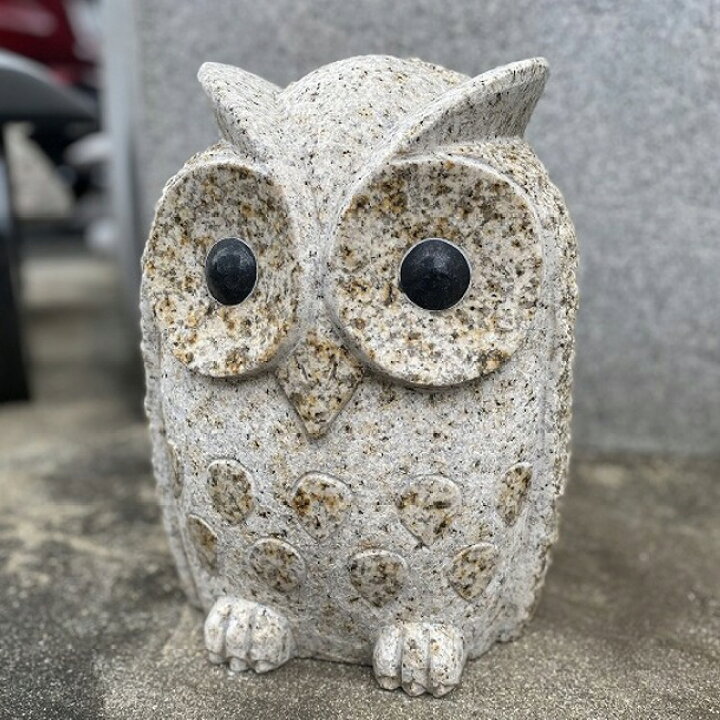 楽天市場】もこもこふくろう 御影石 H30cm 約28kgフクロウ 梟 鳥 とり 