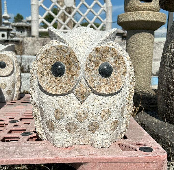 楽天市場】もこもこふくろう 大 H26cm 御影石 フクロウ 梟 鳥 とり 