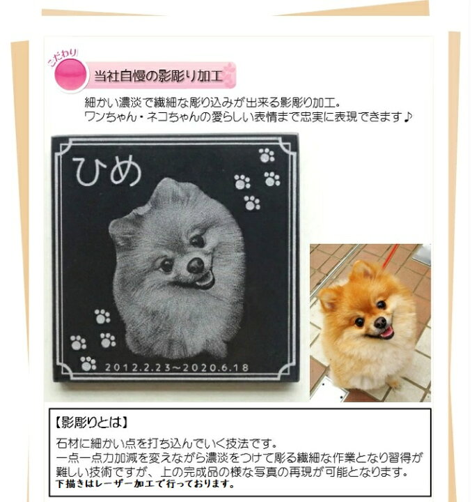 楽天市場 ペットのお墓 ガーデンタイプ 写真入り 影彫り加工 御影石 墓石 犬 猫 うさぎ 小動物 小鳥 ペット墓 手元供養 お墓 ペット供養 石 庭 骨壷 かわいい シンプル 本物 安心 名入れ 日付 メッセージ 屋内用 屋外用 兼用 送料無料 石のくらし館