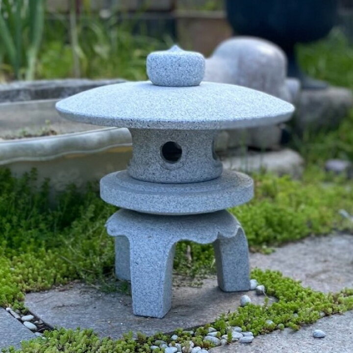 楽天市場】古代型 丸雪見灯篭 1尺 白 御影石 雪見 灯篭 灯籠 造園 