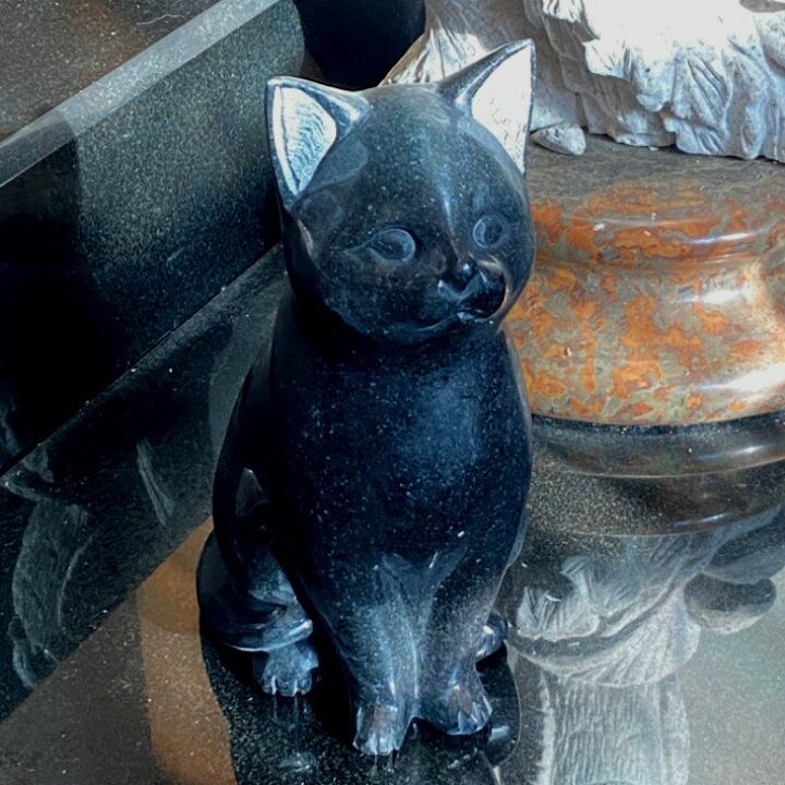 楽天市場】猫の置物 黒御影石 高さ25.5cmみかげ石 猫 ねこ ネコ 子猫 