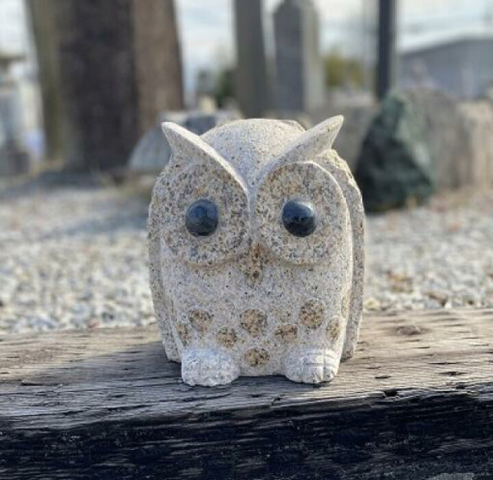 楽天市場】もこもこふくろう 小 H21cm 御影石 フクロウ 梟 鳥 とり 