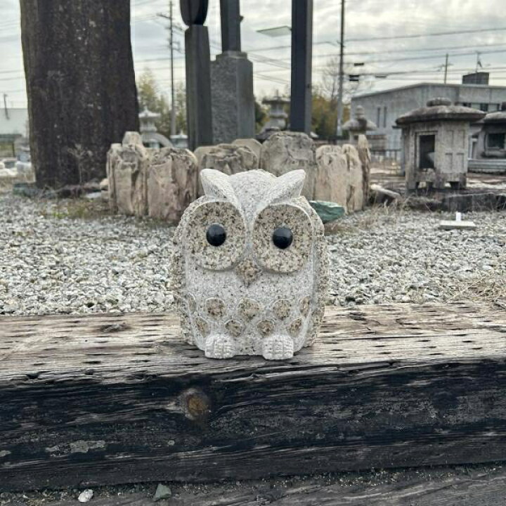 楽天市場】もこもこふくろう 小 H21cm 御影石 フクロウ 梟 鳥 とり 