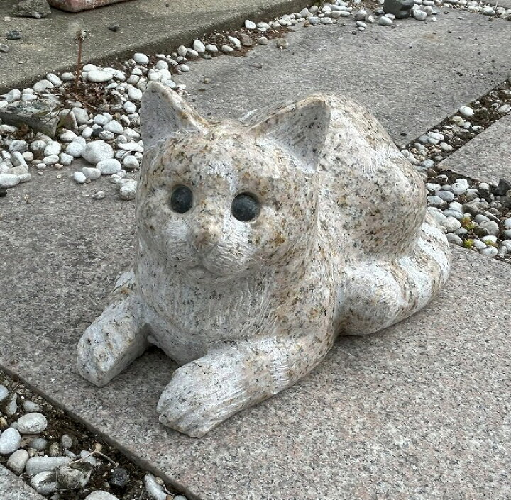 楽天市場】猫の置物 さび御影石 高さ15cmみかげ石 さび猫 虎猫 ねこ 