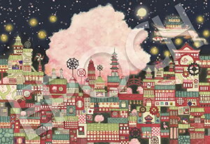 エポック社 1053スーパースモールピース ジグソーパズル イラスト/アート 西村典子 夜桜幻楼 (26×38cm) 31-525 のり付き ヘ