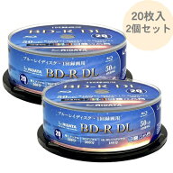 【在庫あり・即納可】1回録画用 BD-R DL 40枚 (20枚スピンドルケース×2個) 片面2層 ブルーレイディスク …