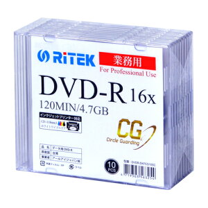 �uVGP2021�v���܁E���� �f�[�^�p DVD-R 4.7GB DVDR-D47CG10SC 16�{�� Ritek Professional with CG Technology(Ritek Pro CG) 5mm�X�����P�[�X����10���p�b�N �Ɩ��p ritek pro cg RITEK