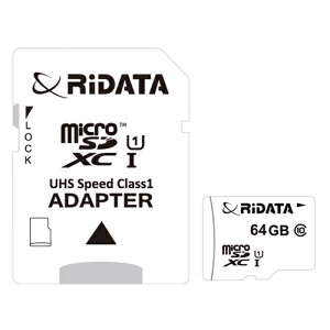 microSDXCカード 高速データ転送 microSDXCメモリカード 64GB SD Class10 UHS class1 UHS-I対応 Full HD対応 SD変換アダプター付属 収納ケース付 マイクロSDXCカード RiDATA 【メール便OK(ポスト投函)】
