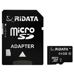 �y�݌ɏ����zRiDATA microSDXC�J�[�h 64GB class10 RI-MSX064GC10U1 SD�ϊ��A�_�v�^�[�t�� ���[�P�[�X�t��