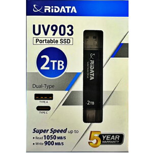 |[^uSSD PORTABLE SSD UV903 BK PSSD-Dual USB3.2 Gen2 USB Type-A Type-C fARlN^ 512GB 1TB 2TB BK e f[^] RpNg y ubN RIDATA Cf[^