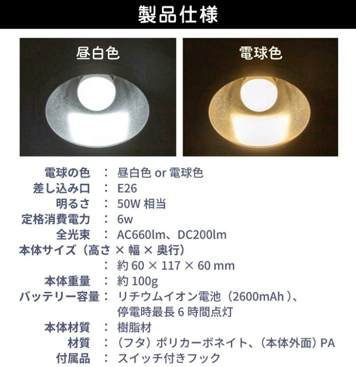 楽天市場】【1個】停電しても消えない電球 いつでもランプ ☆後払い可 