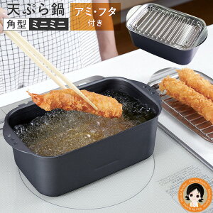 【ミニサイズ】天ぷら鍋 角型 燕三条 ★後払い可!☆ ミニミニ天ぷら角型アミ・フタ付き 送料無料 IH対応 ミニ揚げ物鍋 角型 揚げ物 天ぷら鍋 スクエア 天ぷら 鍋 鉄 コンパクト 四角 四角い