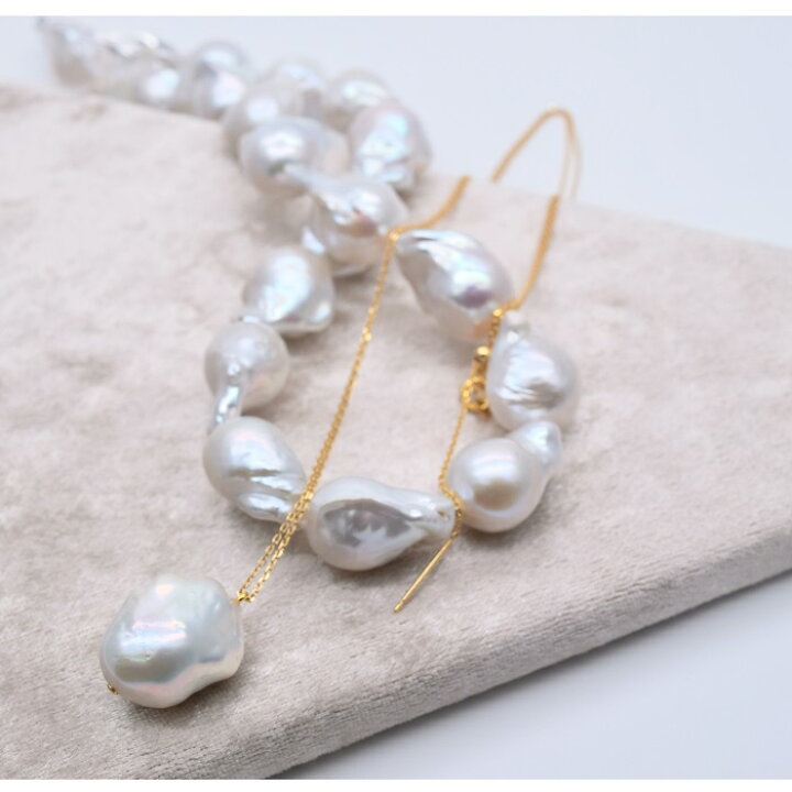 楽天市場】バロックパール 真珠 本真珠 バロック珠 チェーンネックレス  