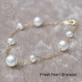 Pearl/PEARL/淡水本真珠/淡水真珠/パール/4mm/6.5mm/ブレスレット/ブレス/ステーション/シルバー/カジュアル/シンプル/可愛い/プレゼント/真珠/本真珠/金属アレルギー/品質保証書付