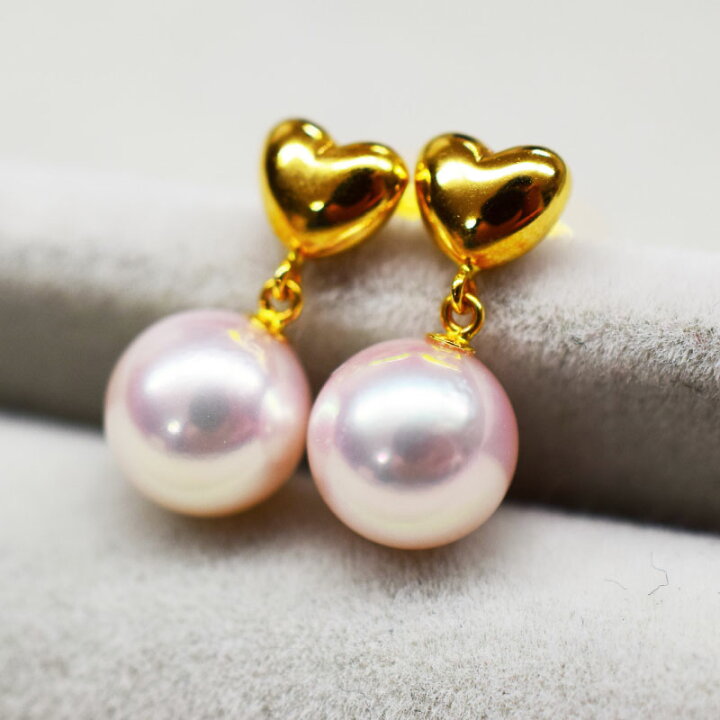 楽天市場】【品質保証付】 18k 7mm 可愛い 揺れる ハート パールピアス 