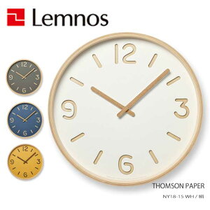 レムノス Lemnos 掛け時計 THOMSON PAPER NY18-15 WH(絹) アナログ トムソン ペーパー おしゃれ シンプル モダン 北欧 ナチュラル 部屋 デザイン リビング 直径30.5cm 木枠 白 ホワイト 日本製