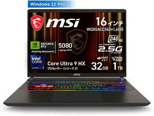 MSI GGXAC Q[~Om[gPC/Vector 16 HX AI A2XW/16^/Core Ultra 9 275HX/GeForce RTX 5080/ 16/32GB/SSD 1TB/Windows 11 Pro Vector-16-HX-AI-A2XWIG