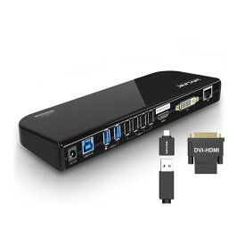 WAVLINK USB 3.0/USB C ユニバーサル ラップトップ ドッキング ステーション デュアルモニター、HDMIおよびHDMI/DVI/VGA ギガビットイーサネット、USBポート 6つ、音声