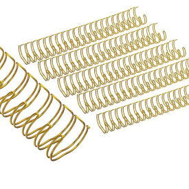 PATIKIL22mm(7/8”)ダブルループワイヤーバインディングコム50個入りのメタルツインループバインディングコイル220枚収容可能2:1ピッチ21リングバインディングスパイン金色トーン