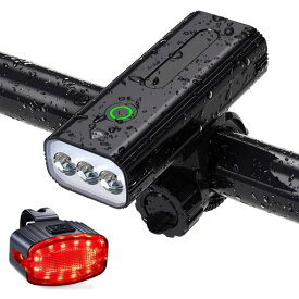 【2023 6200MAH大容量 】 自転車 ライト 防水 TYPE-C USB 充電式 明るい 最強 2500ルーメン 高輝度 3NI6つ調光モード 強力 自転車 ヘッドライト USB充電 自転車リアライト LEDライト 小型 自転車用ライト 軽量