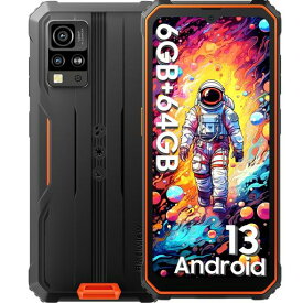 BLACKVIEW BV4800 タフネススマホ SIMフリー スマートフォン アウトドア スマホ 5180MAH バッテリー ANDROID 13 6.56インチ HD+ 6GB RAM 64GB ROM 1TB拡張可能 13MP+5MP